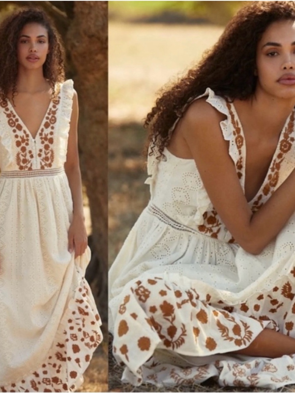 Anthropologie Allison NY Esperanza Embroidered Boho Maxi Dress Size Medium NWT - Picture 2 of 16